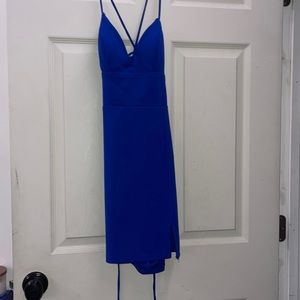 Royal blue tie up back hoco style dress